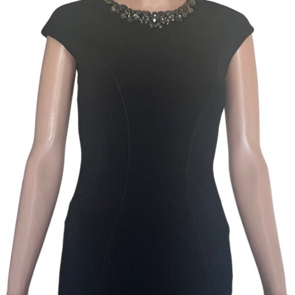 Ted Baker London Womens Dress Black Jeweled Neckline Size 0 - Picture 2 of 8